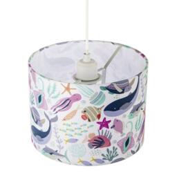 Happy Homewares Underwater Designed Fabric Lampshade with Whales Turtles Tropical Fish - Size: 10 inches - thumbnail 5