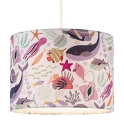 Happy Homewares Underwater Designed Fabric Lampshade with Whales Turtles Tropical Fish - Size: 10 inches - thumbnail 2