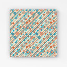 Warren Reed - Designer Retro Stripes & Circles Canvas in Blue - Size: w40 inch x h40 inch - thumbnail 1