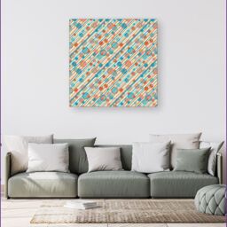 Warren Reed - Designer Retro Stripes & Circles Canvas in Blue - Size: w40 inch x h40 inch - thumbnail 4