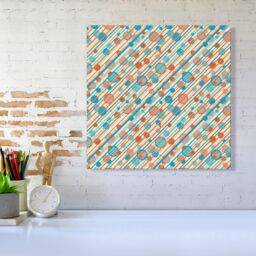 Warren Reed - Designer Retro Stripes & Circles Canvas in Blue - Size: w40 inch x h40 inch - thumbnail 2