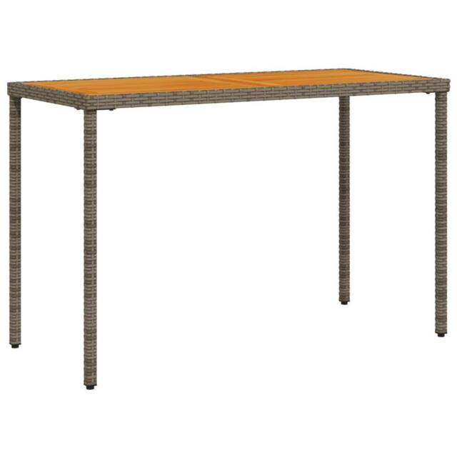 Berkfield Home Garden Table with Acacia Wood Top Grey 115x54x74 cm Poly Rattan - Size: 115 x 54 x 74 cm - image 1