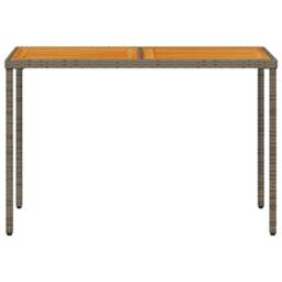 Berkfield Home Garden Table with Acacia Wood Top Grey 115x54x74 cm Poly Rattan - Size: 115 x 54 x 74 cm - thumbnail 4