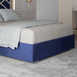 Casani Marden Upholstered Soft Velvet Blue Metal Designer Bed Frame - Size: King - thumbnail 6