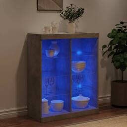Berkfield Home Sideboard with LED Lights Concrete Grey 81x37x100 cm - Size: 81 x 37 x 100 cm - thumbnail 4