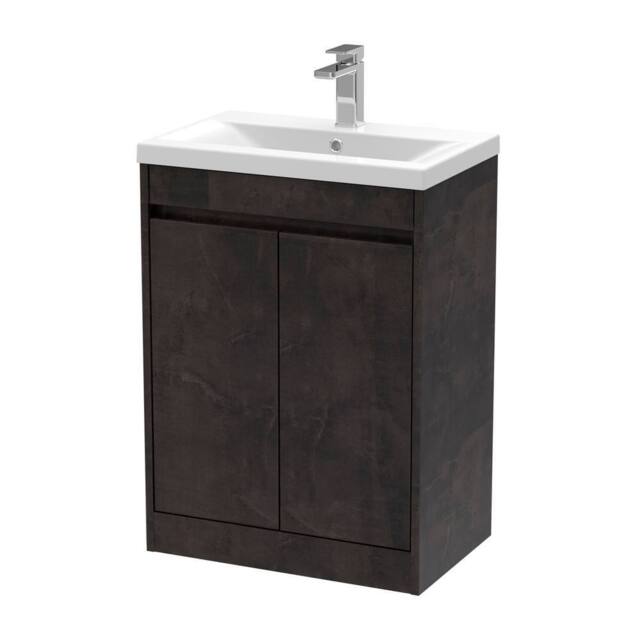 Balterley Chartley 2 Door Vanity Unit, Mid-Edge Basin, 600mm, Slate in Grey - image 1