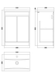 Balterley Chartley 2 Door Vanity Unit, Mid-Edge Basin, 600mm, Slate in Grey - thumbnail 2