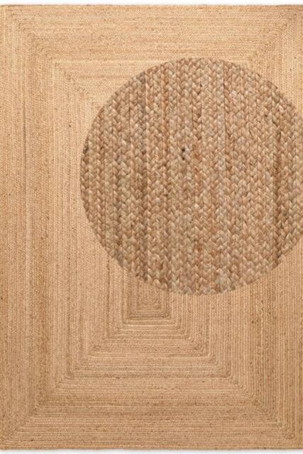 THE RUGS Sharmila Jute Rug Handwoven Reversible Natural Fibre Living Room in Camel - Size: 60 cm x 90 cm - image 1