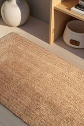 THE RUGS Sharmila Jute Rug Handwoven Reversible Natural Fibre Living Room in Camel - Size: 60 cm x 90 cm - thumbnail 9