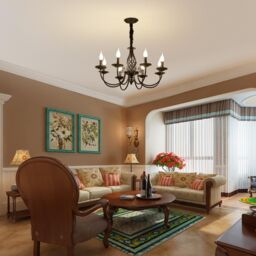 Garwarm 8 Lights French Country Chandelier, Black Chandelier, Metal Pendant Chandelier, Pendant Lamp - thumbnail 2