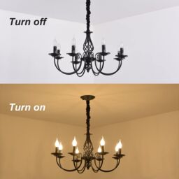 Garwarm 8 Lights French Country Chandelier, Black Chandelier, Metal Pendant Chandelier, Pendant Lamp - thumbnail 6