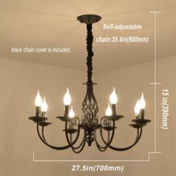 Garwarm 8 Lights French Country Chandelier, Black Chandelier, Metal Pendant Chandelier, Pendant Lamp - thumbnail 4