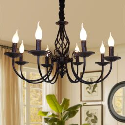 Garwarm 8 Lights French Country Chandelier, Black Chandelier, Metal Pendant Chandelier, Pendant Lamp - thumbnail 1