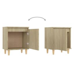 Berkfield Home Bed Cabinets with Solid Wood Legs 2 pcs Sonoma Oak 40x30x50 cm in Brown - Size: 40 x 30 x 50 cm - thumbnail 5