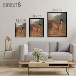 "Artery8 Guanaco Llama in Mountain Landscape Agasse Black Framed Canvas Art - Size: W12"" x H16""" - thumbnail 4