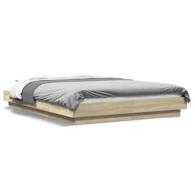 Berkfield Home Bed Frame without Mattress Sonoma Oak 135x190 cm Double in Light Tan - image 1