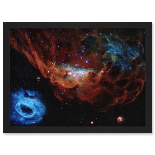 Artery8 Hubble Space Telescope Image Cosmic Reef Red & Blue Nebula Cosmic Starbirth Interstellar Gas Satellite Galaxy Art Print Framed Poster Wall - image 1
