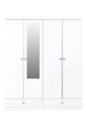 Seconique Denver 4 Door 2 Drawer Mirrored Wardrobe - WHITE GLOSS - thumbnail 3