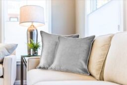 New Edge Blinds Plush Velvet Soft Touch Cushion Cover in Silver - Size: 43 cm x 43 cm - thumbnail 2