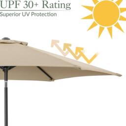 Christow 2.7m Tilting Garden Parasol Outdoor Umbrella Patio Sunshade With Crank in Brown - thumbnail 5