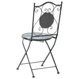 Wyld and Coco Vintage Green Mosaic Bistro Set - Black Iron Frame - thumbnail 8