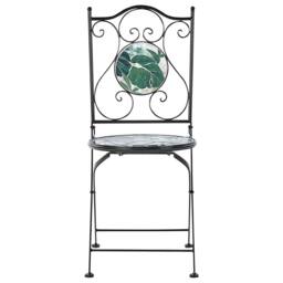 Wyld and Coco Vintage Green Mosaic Bistro Set - Black Iron Frame - thumbnail 6