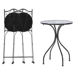 Wyld and Coco Vintage Green Mosaic Bistro Set - Black Iron Frame - thumbnail 5