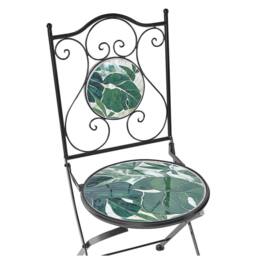 Wyld and Coco Vintage Green Mosaic Bistro Set - Black Iron Frame - thumbnail 9