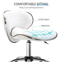 NESTLUNE Office Chair Beauty Salon Rolling Technician Stool Chair in White - Size: 100 cm x 15 cm - thumbnail 3