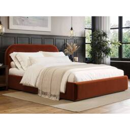 Flair Alba Ottoman Bed Burnt Orange Velvet - Size: Double