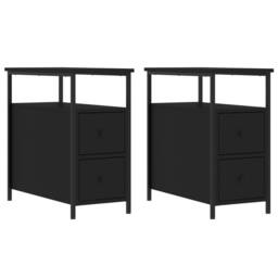 Berkfield Home Durable Bedside Cabinets 2 pcs Black 30x60x60 cm Engineered Wood - Size: 30 x 60 x 60 cm - thumbnail 3