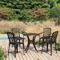 Berkfield Home 5 Piece Bistro Set Cast Aluminium Bronze in Brown