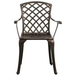 Berkfield Home 5 Piece Bistro Set Cast Aluminium Bronze in Brown - thumbnail 5