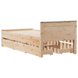 Berkfield Home Bed Frame without Mattress with Headboard 90x200 cm Solid Wood Pine in Light Tan - thumbnail 6