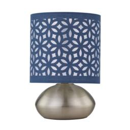 First Choice Lighting Set of 2 Jenson - Brushed Chrome Touch Table Lamps Blue Cut Out Shade in Silver - thumbnail 2