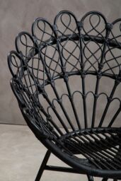 Orsina Black Rattan Round Peacock Chair, Unique Chair with Metal Legs - thumbnail 3