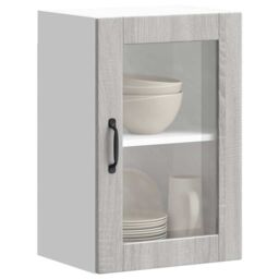 Berkfield Home Kitchen Wall Cabinet with Glass Door¬†Porto Grey Sonoma - thumbnail 1