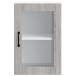 Berkfield Home Kitchen Wall Cabinet with Glass Door¬†Porto Grey Sonoma - thumbnail 6