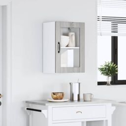 Berkfield Home Kitchen Wall Cabinet with Glass Door¬†Porto Grey Sonoma - thumbnail 3