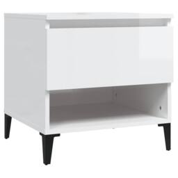Berkfield Home Side Table High Gloss White 50x46x50 cm Engineered Wood - Size: 50 x 46 x 50 cm - thumbnail 2