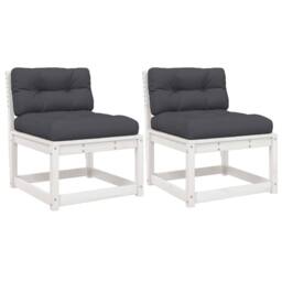 Berkfield Home Garden Sofas with Cushions 2pcs White Solid Wood Pine