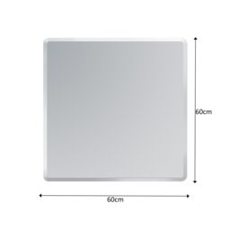Showerdrape Trafalgar Square Frameless Bevelled Edge Bathroom Mirror 60 x 60cm in Silver - Size: Large - thumbnail 2