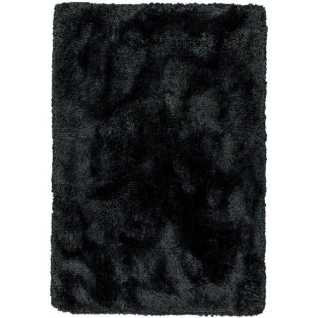 The Rug Shop UK Handmade Plain Shaggy Sparkle Luxurious Anti-Shed Area Rug in Black - Size: 120 cm x 170 cm - image 1