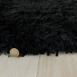 The Rug Shop UK Handmade Plain Shaggy Sparkle Luxurious Anti-Shed Area Rug in Black - Size: 120 cm x 170 cm - thumbnail 6