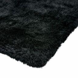 The Rug Shop UK Handmade Plain Shaggy Sparkle Luxurious Anti-Shed Area Rug in Black - Size: 120 cm x 170 cm - thumbnail 4