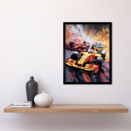 "Artery8 Wall Art Print Grand Prix Championship Cars Racing on Track Art Framed in Black - Size: W12"" x H16""" - thumbnail 2