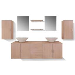 Berkfield Home Nine Piece Bathroom Furniture & Basin Set Beige - thumbnail 5
