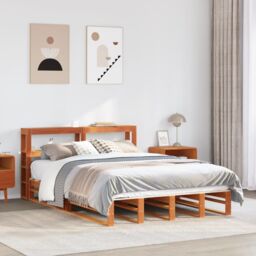 Berkfield Home Bed Frame without Mattress Wax Brown 120x190 cm Small Double Solid Wood Pine - thumbnail 1