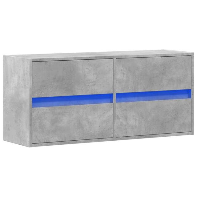 Berkfield Home TV Wall Cabinet with LED Lights Concrete Grey 100x31x45 cm - Size: 100 x 31 x 45 cm - image 1