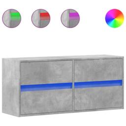 Berkfield Home TV Wall Cabinet with LED Lights Concrete Grey 100x31x45 cm - Size: 100 x 31 x 45 cm - thumbnail 3